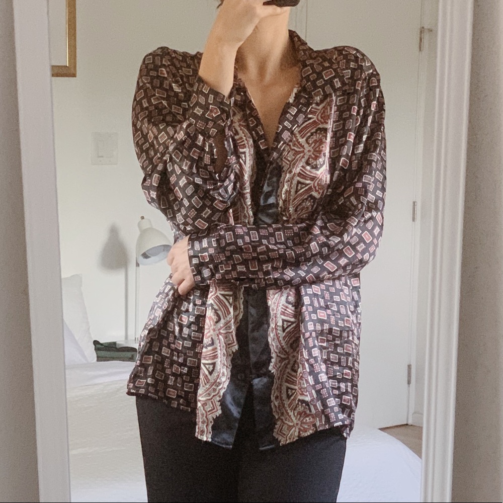 Vintage patterned silk blouse